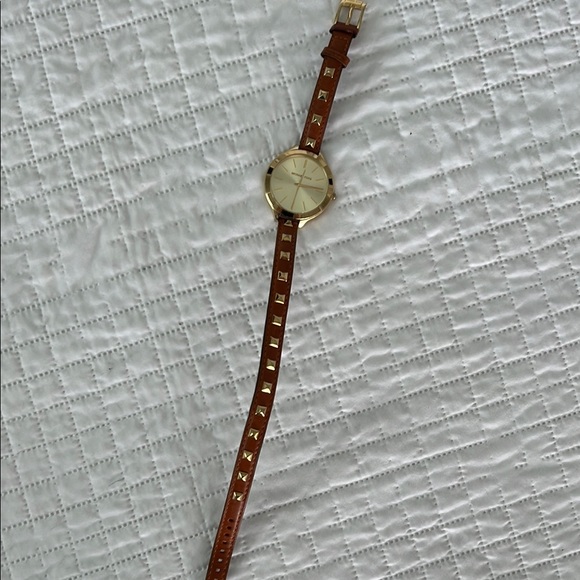 MK Brown Leather Strap Watch with Gold Accents - Picture 1 of 3